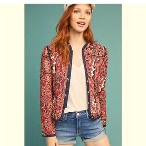 Anthropologie Red and Blue Paisley Jacket